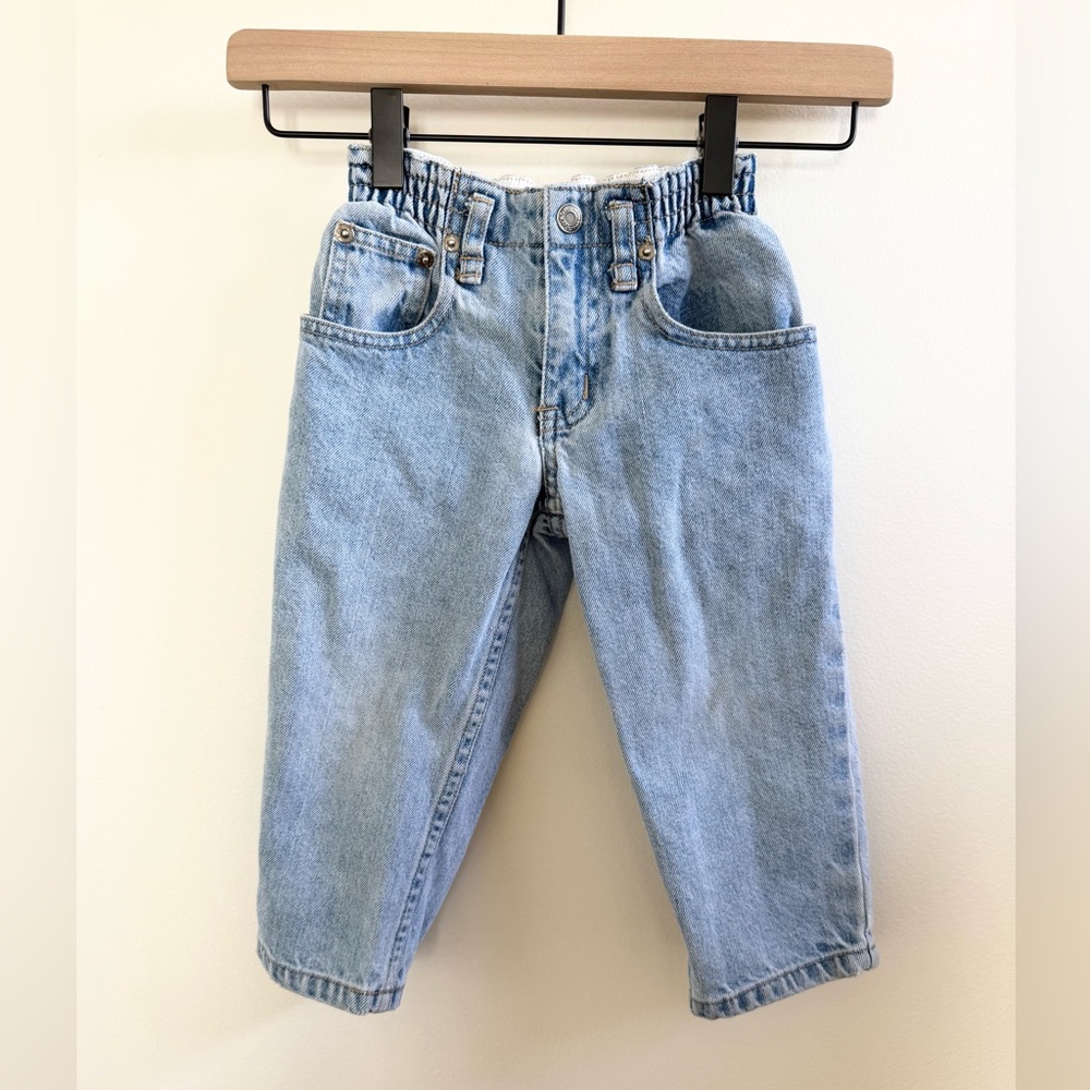 Vintage 1990s GAP Kids Balloon Jeans Toddler Size 2 2T Light Wash Pocket Patch